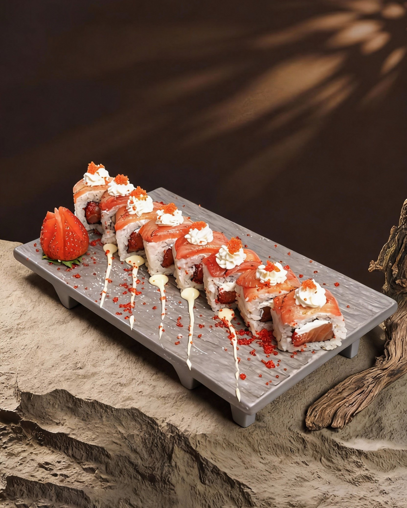 Sushi roll sakura salmon uramaki